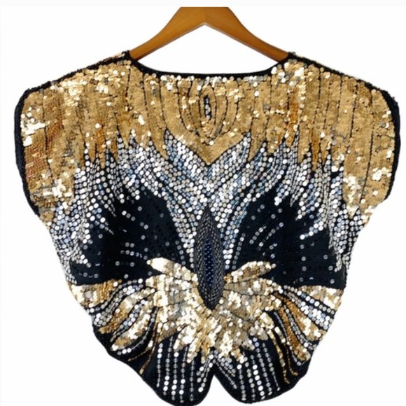 Vintage Handmade Sequin Beaded Butterfly Top M - Picture 2 of 6